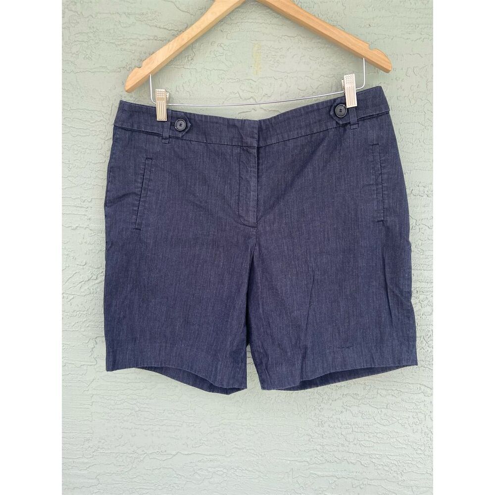 LOFT Women's Blue Chambray Chino Shorts Size 12 Casual Summer